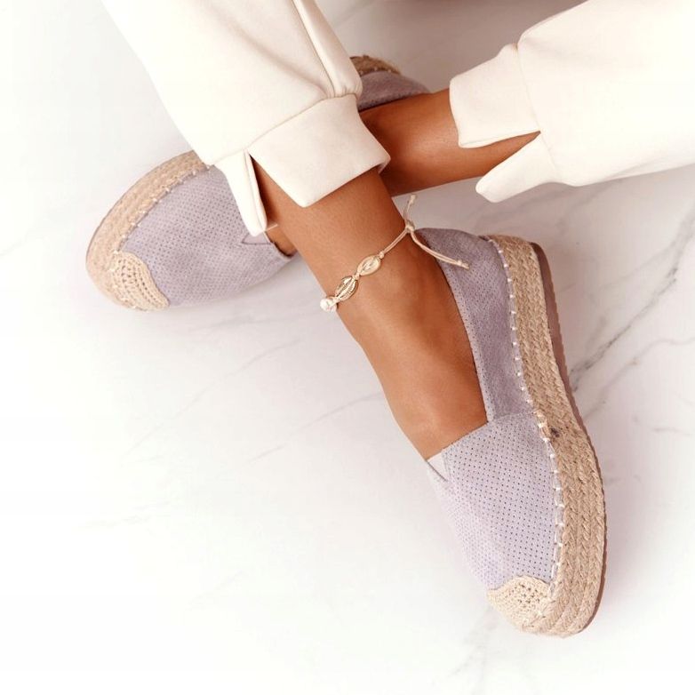 Espadrile na sivoj autocesti BL1922 na slamnatoj platformi siva 3