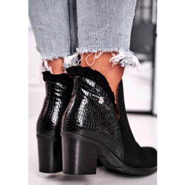 Ženske čizme na petu, kožna opruga Maciejka Crna 04833-01 2