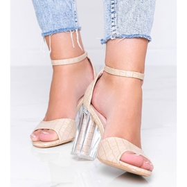 Bež pumpe na stupu s prozirnom petom No Fear 1