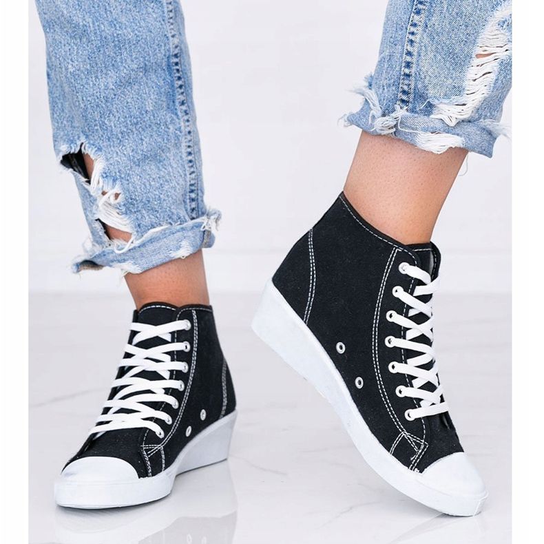 Crne tenisice do gležnja na klinu Marine crno 1