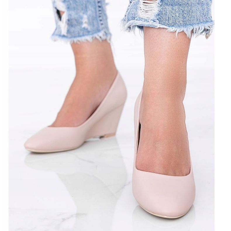 Klinaste pumpe Caffe ružičasta 1