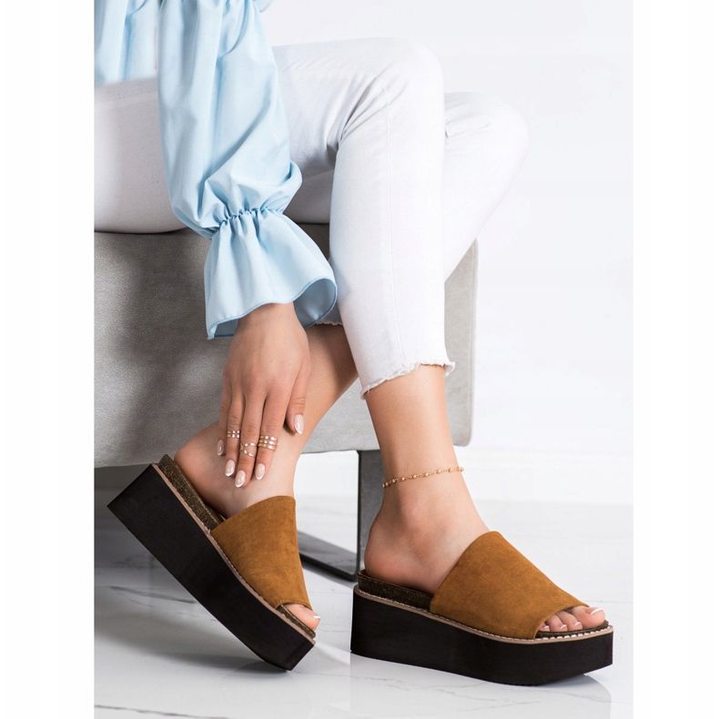 Corina Papuče na visokoj platformi smeđa 2