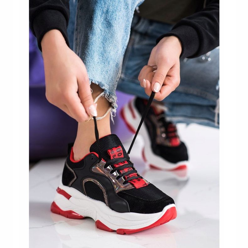 Tenisice na platformi FASHION crno crvena 2