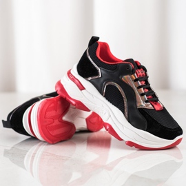 Tenisice na platformi FASHION crna crvena 1