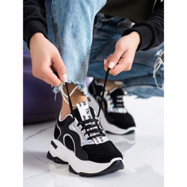 Tenisice na platformi FASHION crna srebro 2