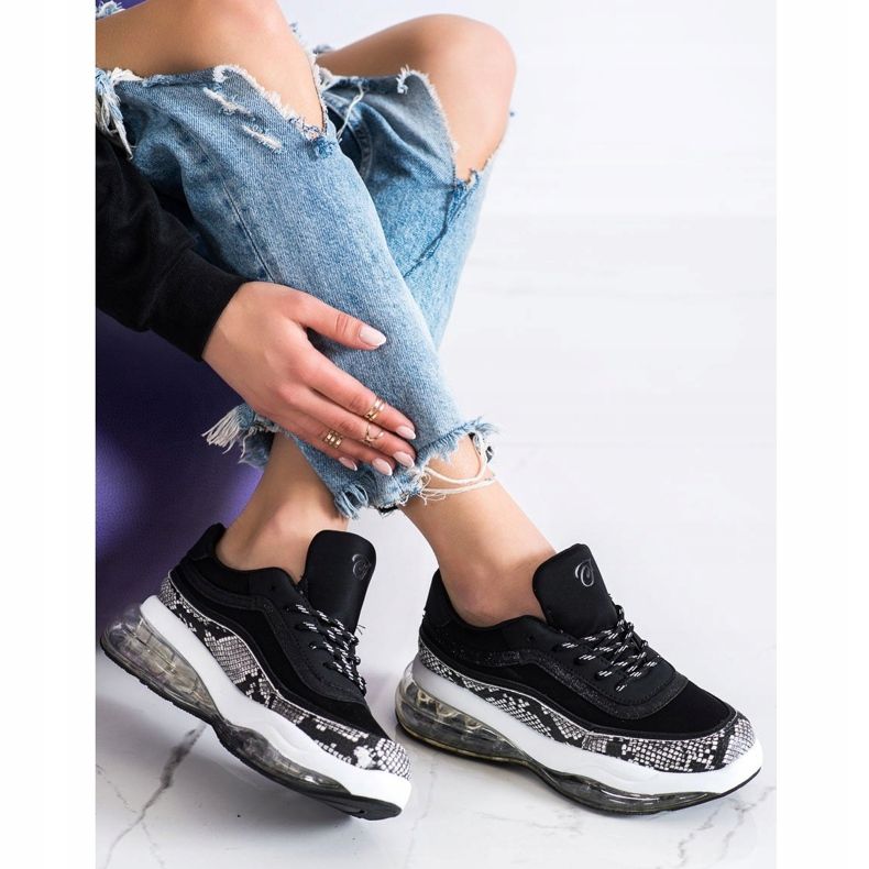 SHELOVET Tenisice na prozirnoj platformi bijela crno 1