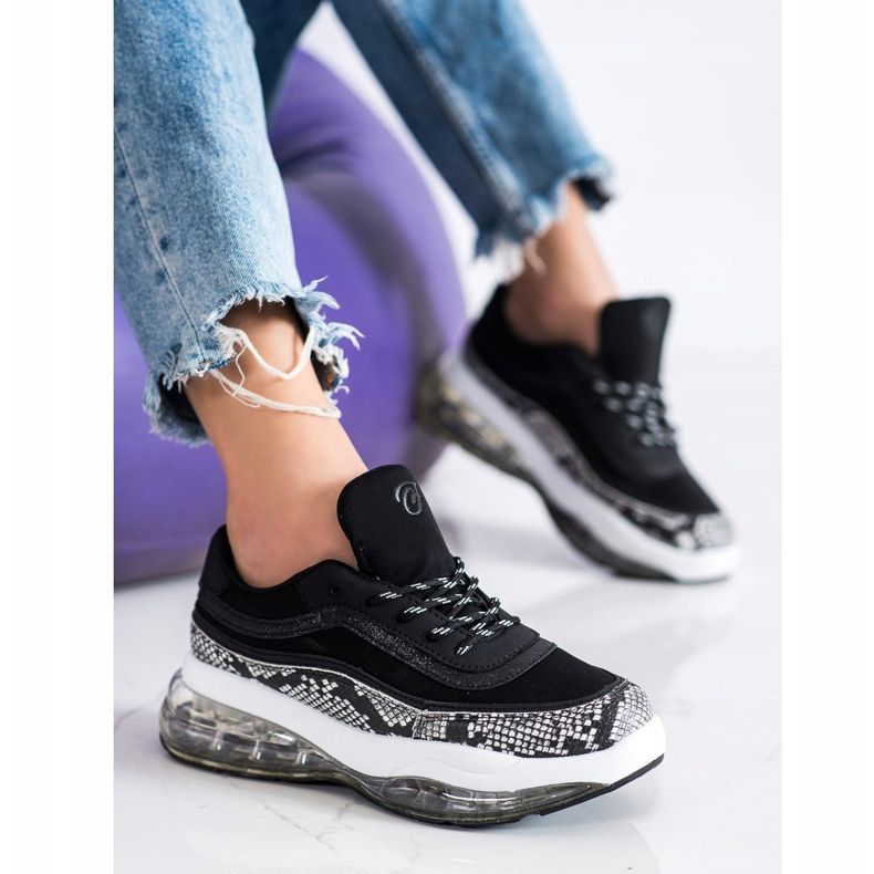 SHELOVET Tenisice na prozirnoj platformi bijela crno 2