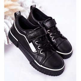 Dječje kožne tenisice s čičkom Big Star HH374029 Crne crna 2