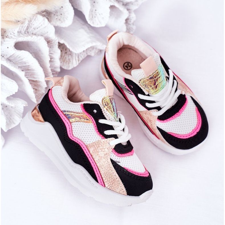 Dječje sportske cipele Tenisice Neon Pink Game Time bijela crno ružičasta 1