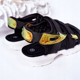 Dječje sportske sandale s čičkom Black Flyn crno 1