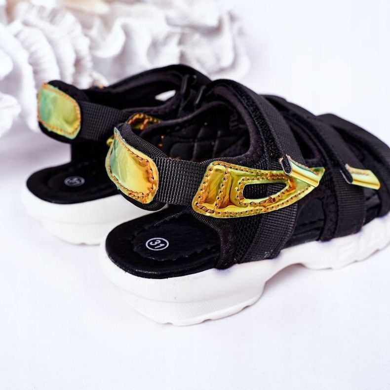 Dječje sportske sandale s čičkom Black Flyn crna 1