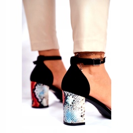 Ženske sandale na visoku petu Sergio Leone crna SK873 crno raznobojna 2