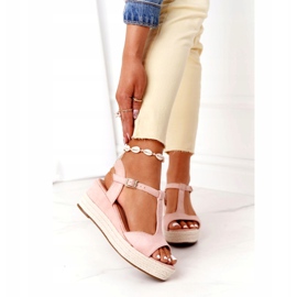 PG1 Ružičaste sandale na klin Graciosa s pletenicama ružičasta 2