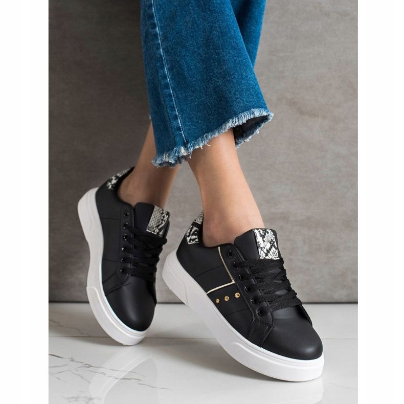 SHELOVET Tenisice od eko kože crno 2