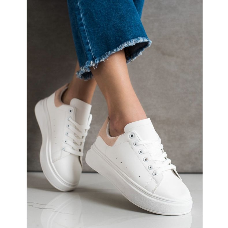 SHELOVET Bijele tenisice na platformi bijela 2