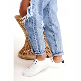 Ženske kožne tenisice Big Star BB274211 bijele i tamnoplave bijela mornarsko plava 3