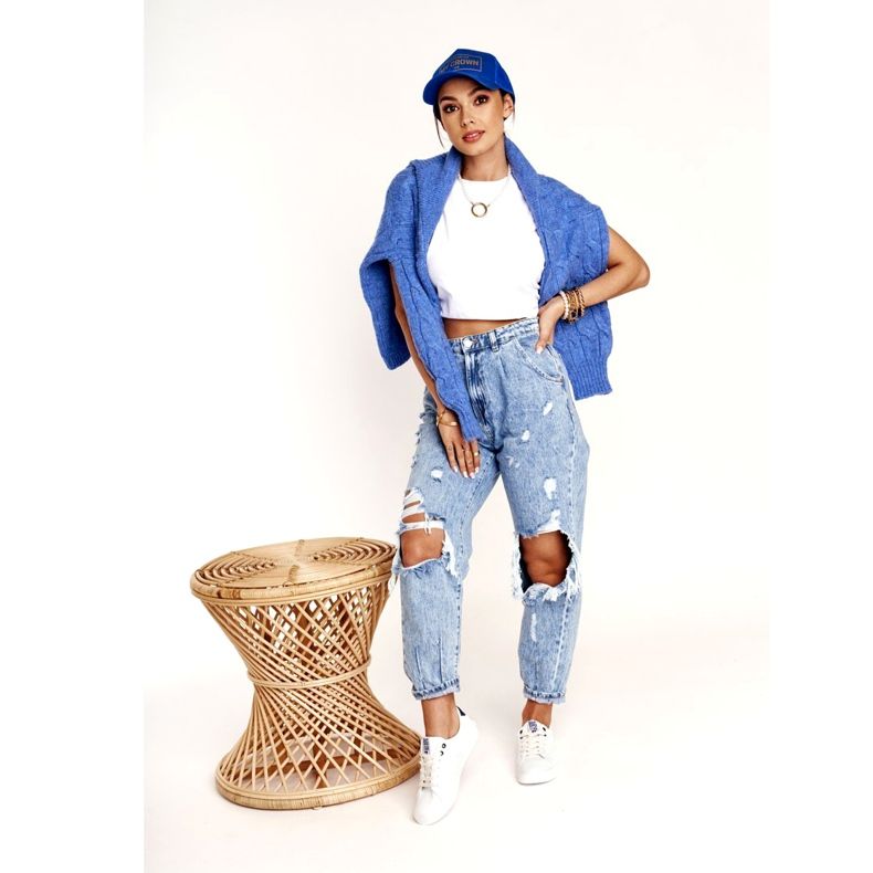 Ženske kožne tenisice Big Star BB274211 bijele i tamnoplave bijela tamnoplava 1