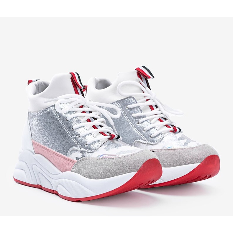 Bijele tenisice na debelom potplatu Cassadi bijela srebro višebojan 1