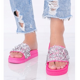 Love Bling roze neonske papuče s kubnim cirkonijem ružičasta 1