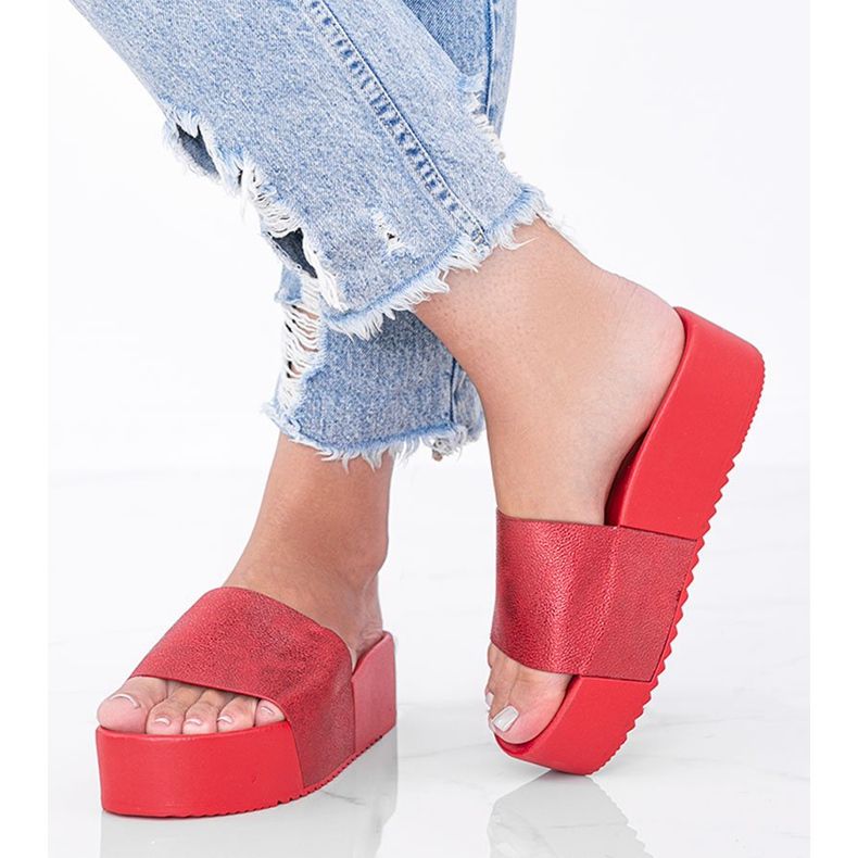 Crvene japanke na debelom Crysta potplatu crvena 1