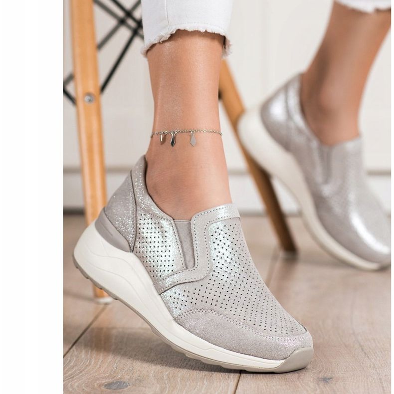 Goodin Kožne tenisice sa sjajem bež 2