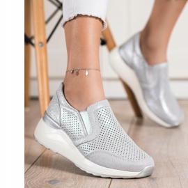 Goodin Kožne tenisice sa sjajem siva 1