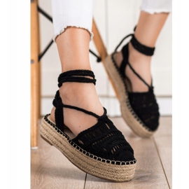 Small Swan Vezane sandale Espadrilles crno 1