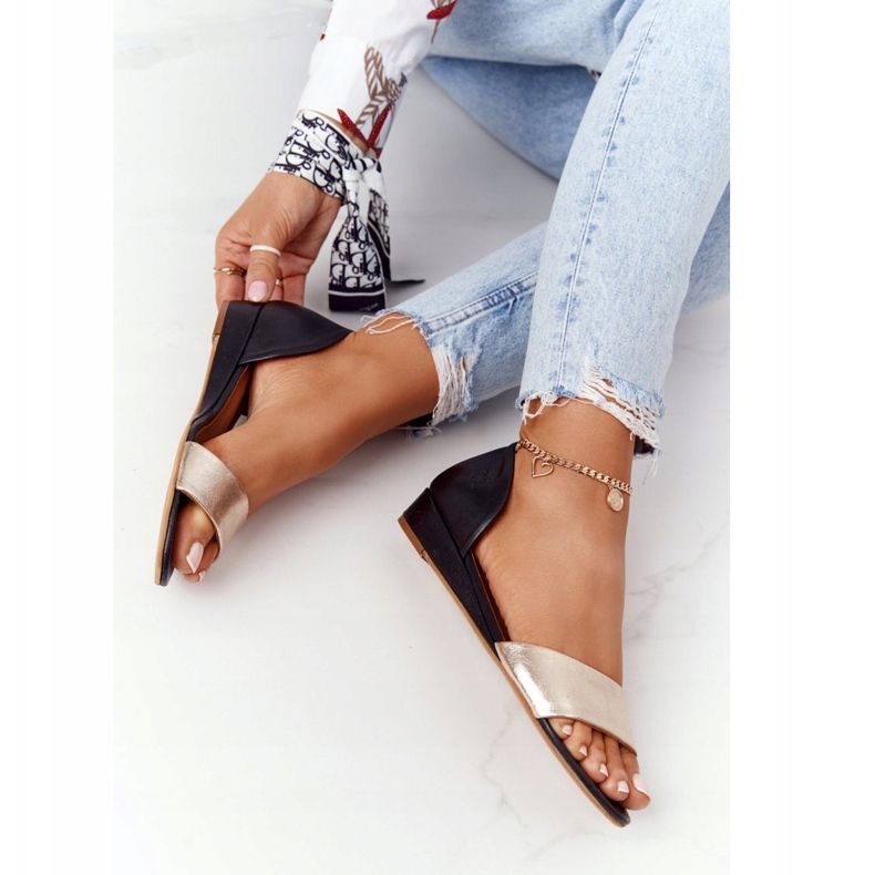 Kožne sandale Maciejka 1971-46 Crna i zlatna crno 1