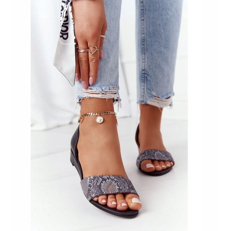 Kožne sandale Maciejka 1971-59 Crna i siva bež smeđa 2