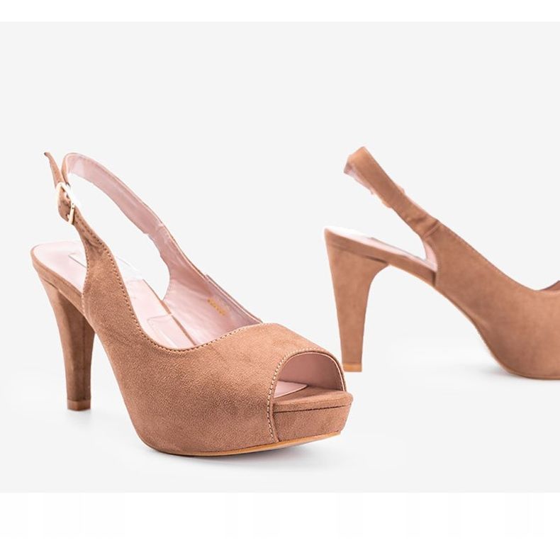 Junine smeđe sandale na štiklu smeđa 1