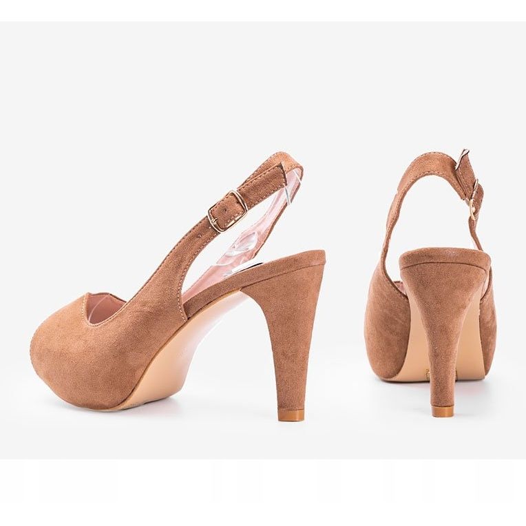 Junine smeđe sandale na štiklu smeđa 2