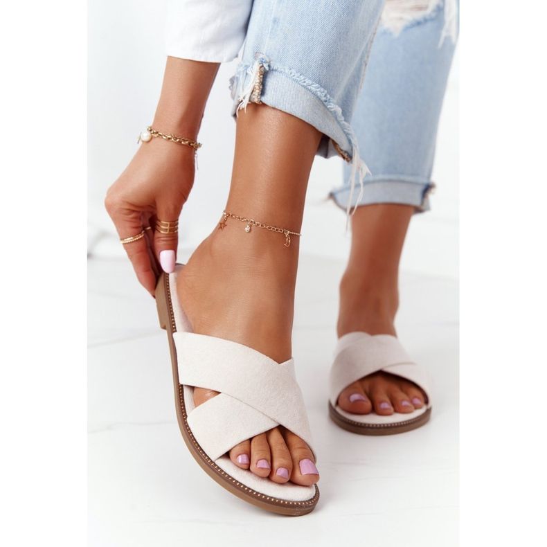 Ženske papuče od velura Bež Edesa smeđa 2