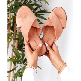 Ženske papuče od velura Edesa od breskve narančasta 1