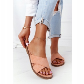 Ženske papuče od velura Edesa od breskve narančasta 2