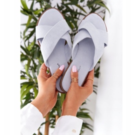 Ženske papuče od velura Plava Edesa 2