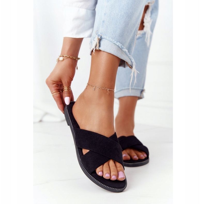 Ženske velur crne papuče Edesa crno 2