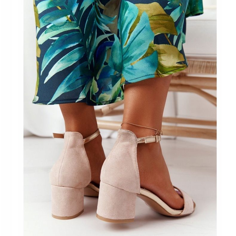 Suede Sandale na visoku petu Bež Janet 1