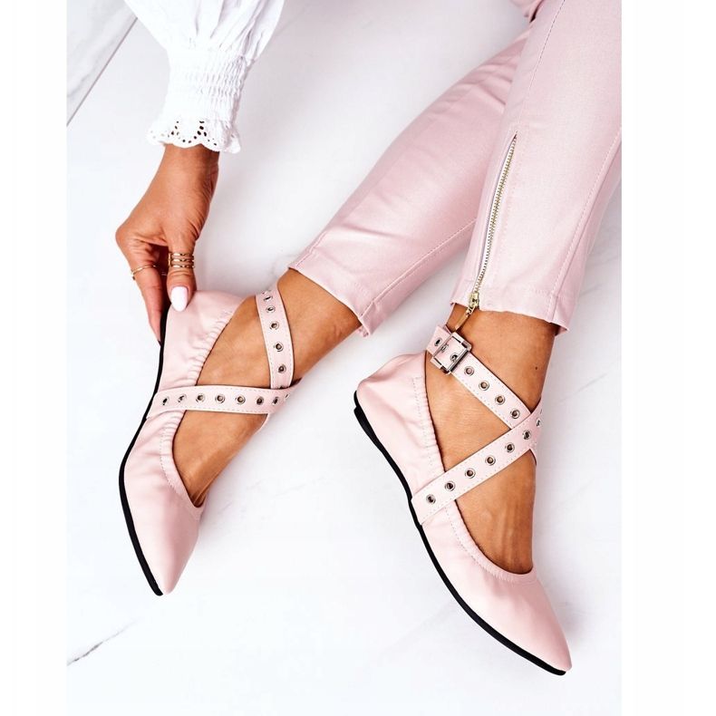 Sklopive kožne balerinke Lu Boo Pink ružičasta 1