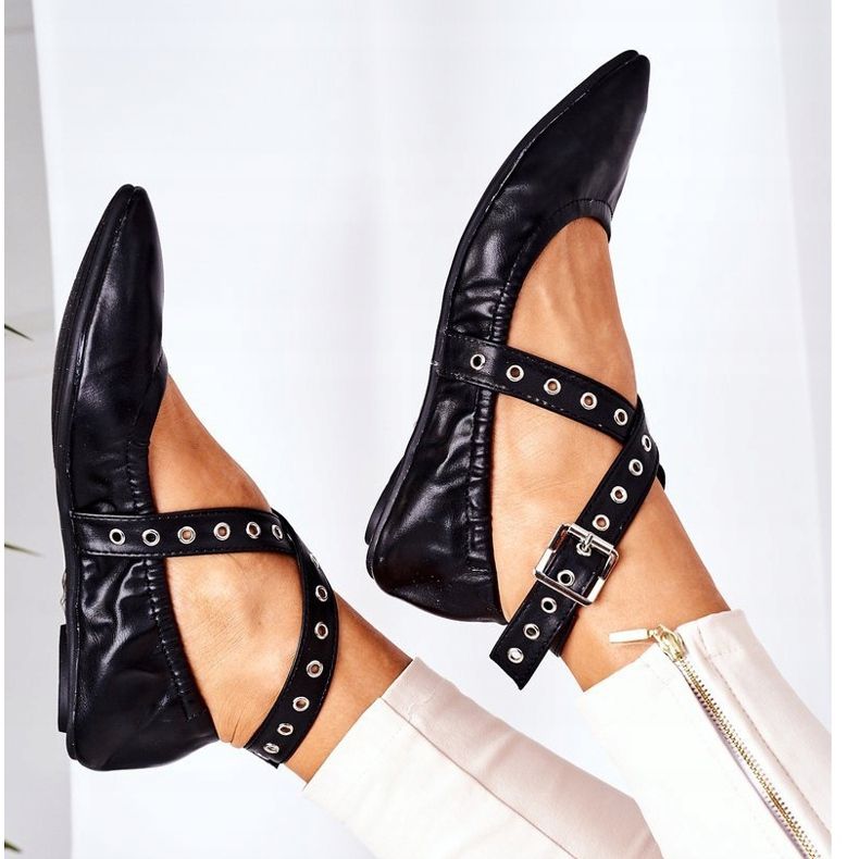 Složene kožne Lu Boo crne balerinke crna 1