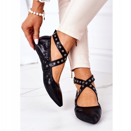 Složene kožne Lu Boo crne balerinke crna 2