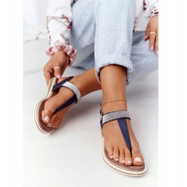 S.Barski Sandale Japanke s cirkonijima S. Barski 701-12 Navy Blue smeđa tamnoplava 2