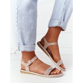 S.Barski Sandale s kubnim cirkonijom S. Barski 701-18 Bež 2