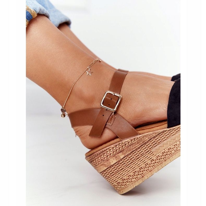 S.Barski Crne sandale na klinu S. Barski GD-38 smeđa crna 1