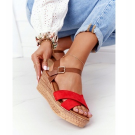 S.Barski Sandale na klin S. Barski GD-38 Red smeđa crvena 1