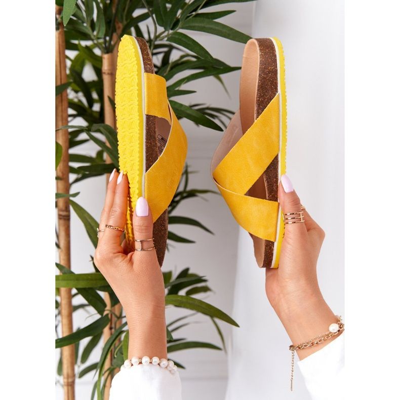 Kožne profilne papuče Big Star HH274596 Žuta žuta boja 1