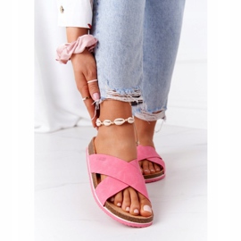 Kožne profilne papuče Big Star HH274597 Fuchsia ružičasta 2