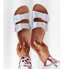 Kožne profilne papuče Big Star HH274895 Srebro 1