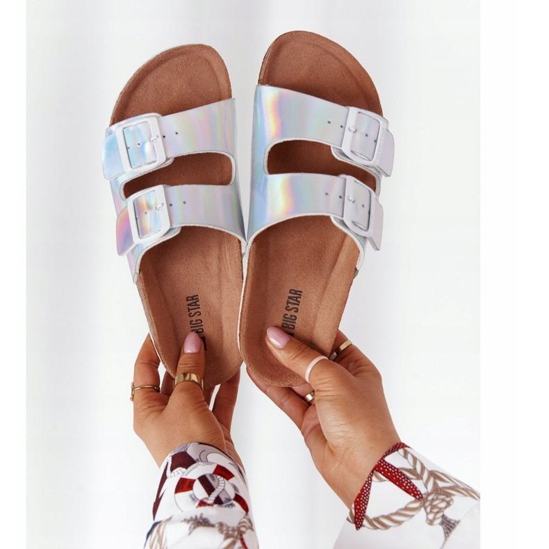 Kožne profilne papuče Big Star HH274895 Srebro 1