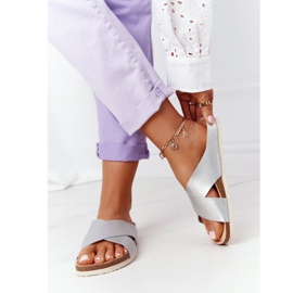 Kožne profilne papuče Big Star HH274650 Srebrna srebro 2