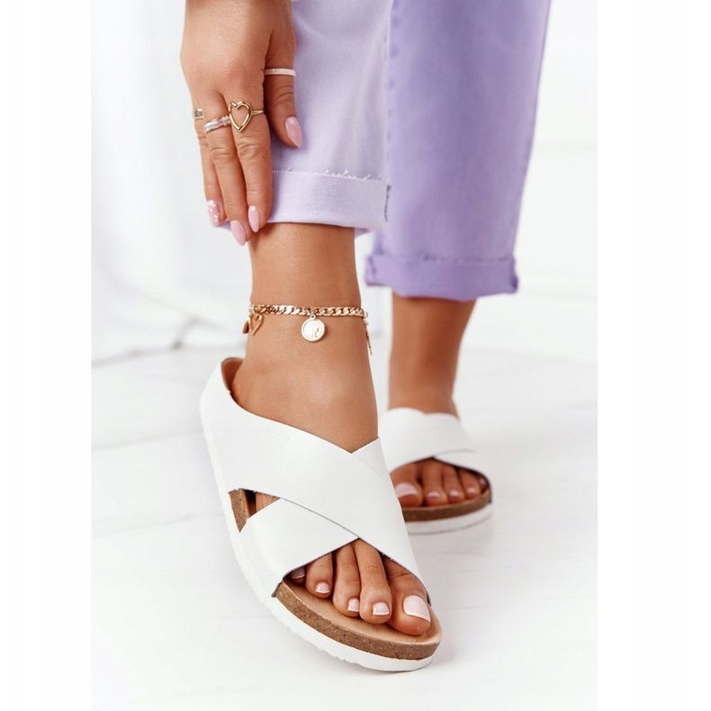 Kožne profilirane papuče Big Star HH274647 Bijela 2